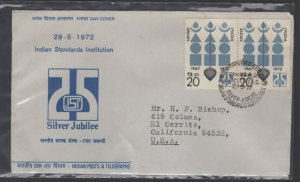 India #552 pair  (1972 Indian Standards Institution  issue) addressed FDC