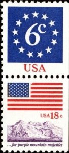 1981 6c, 18c Circle of Stars, Flag, Mountains, Pair Scott 1892-93 Mint F/VF NH