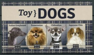 Nevis 2014 MNH Toy Dogs Pomeranian Chihuahua Japanese Chin Greyhound 4v M/S