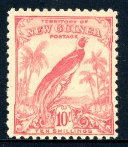 British Colonies 1932 New Guinea Peacock 10 Shilling Rose Sc #44 Mint P381
