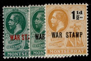 MONTSERRAT GV SG60-62, 1916-17 WAR STAMP set, LH MINT.