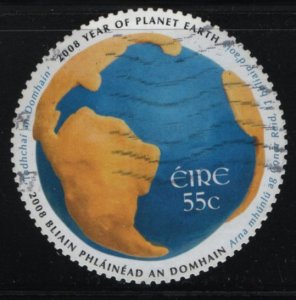 Ireland 2008 used Sc 1782 55c Round stamp showing continents Year of Planet E...