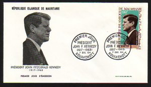 Mauritania, Scott cat. C40. President J. Kennedy issue. First day cover. ^