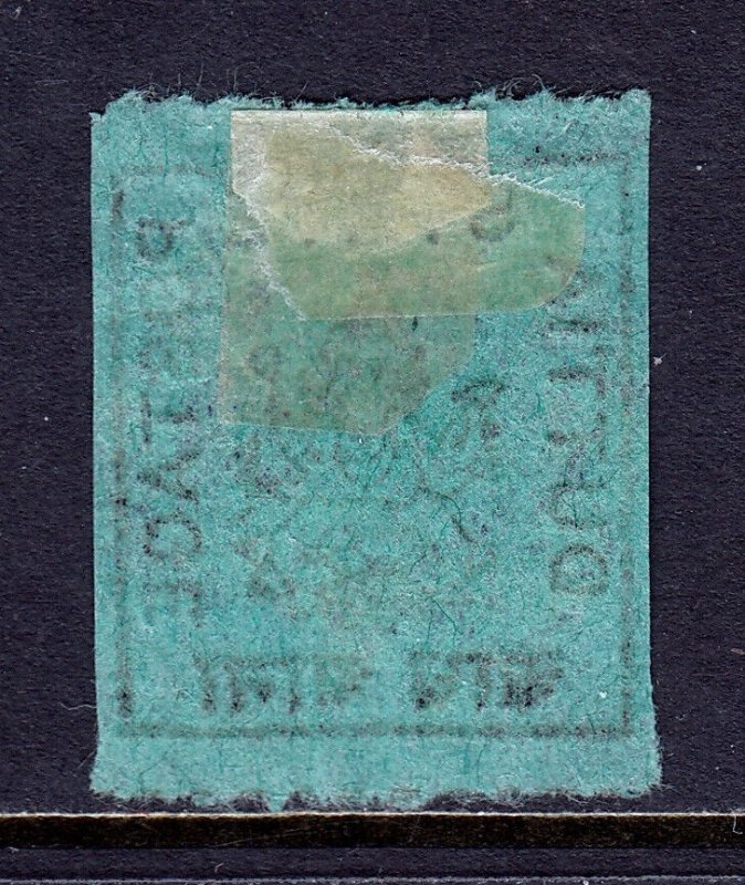 INDIA (DUTTIA) — SCOTT 15  — 1899 ½a BLACK ON GREEN GANESH — USED — SCV $30