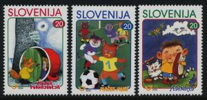 Slovenia 391-3 MNH Cartoons, Childrens Books, Sports, Cats