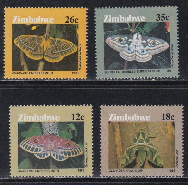 Zimbabwe # 529-532, Moths, NH, 1/2 Cat.