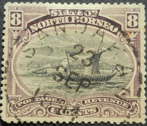 North Borneo 1894 Eight Pence with SANDAKAN postmark