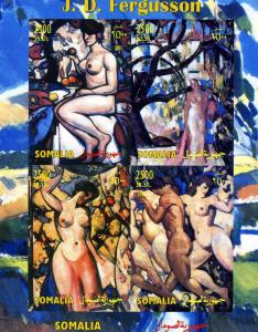 Somalia 2003 J.D. FERGUSSON Nudes Paintings Sheet Imperforated Mint (NH)