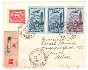 France Cols TUNISIA Cover 1949 UPU ANNIVERSARY Air Set Souk-El-Arba 1951 MA183