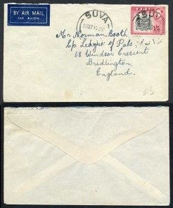 Fiji KGVI 1/5 on Airmail cover to England