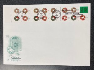 FDC #3245-48 Christmas Wreath Pane Of 15 First Day Of Issued On ArtCraft Cover