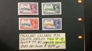 Falkland Islands 1935 Silver Jubilee Scott# 77-80 complete MNH VF-XF