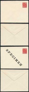 VIRGIN ISLANDS 1926 1d red P/S envelope one unused the other opt SPECIMEN