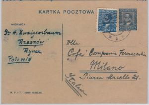 POLAND Polska -  POSTAL HISTORY  -  STATIONERY CARD to ITALY 1929