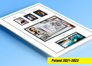 COLOR PRINTED POLAND STAMP ALBUM PAGES (22 illustrated pages)