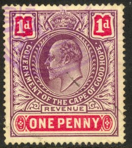 CAPE OF GOOD HOPE 1903 KEDVII 1d UNWMKD General Revenue BFT.159 Used CREASED