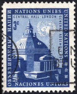 SC#61 3¢ United Nations: U.N. General Assembly Buildings (1958) Used