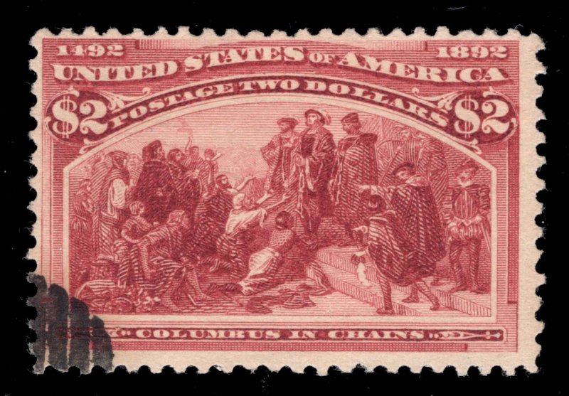 US STAMPS # 242 $2 COLUMBIAN USED CAT. $525 LOT #13341