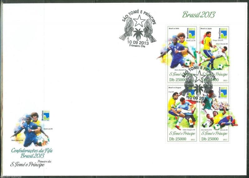 SAO TOME  2013 WORLD CUP SOCCER BRAZIL 2014 BRAZILIANA  SHEET FDC