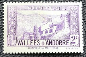 French Andorra *MH* #24 Single Thin Chapel of Meritxell SCV $.90 L31