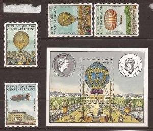 1983 Central African Rep - ScC282-6 - MNH VF -4 singles & Souvenir Sheet-Balloon