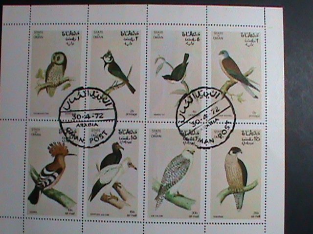 ​OMAN STAMP- 1972 COLORFUL LOVELY BEAUTIFUL BIRDS  CTO FULL SHEET VERY FINE