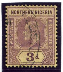 NORTHERN NIGERIA; 1910 early classic Ed VII issue used 3d. value  