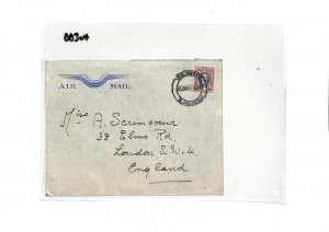 Southern Rhodesia Cover AIR MAIL *WINGS* Stationery Bulawayo London 1937 DD304