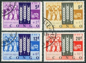 Congo DR B48-B51,CTO.Mi 108-111. FAO 1963. Freedom from Hunger. Wheat, Tractor.