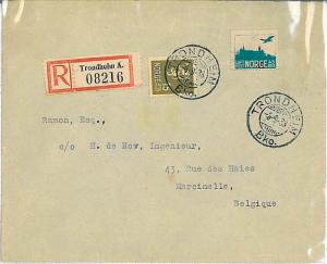 x0223 - NORWAY - Postal History - AIRMAIL COVER to BELGIUM  1933  AVIATION