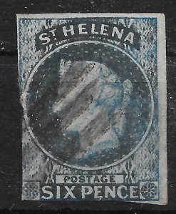 ST.HELENA SG1 1856 6d BLUE WITH 2 GOOD MARGINS USED