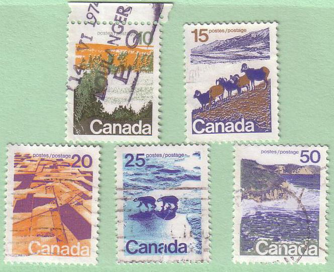 594-598 Canada Landscape Defin., used     595 596 597