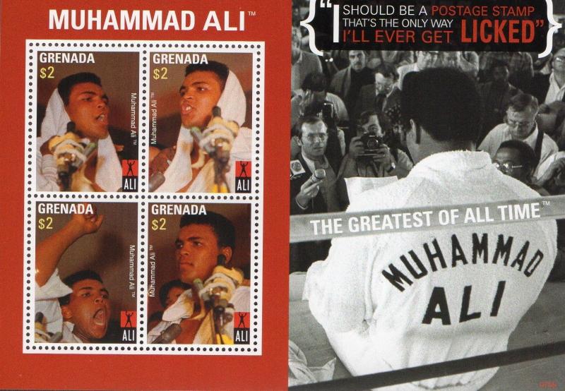 2008 MUHAMMAD ALI - BOXER - POSTAGE STAMPS & SOUVENIR SHEET FROM - GRANADA