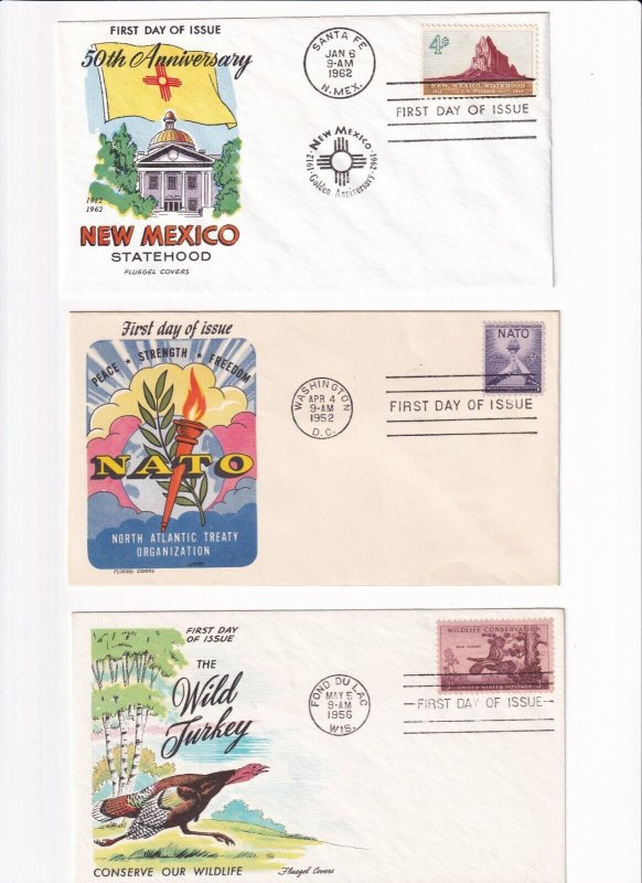 25 - 1950's - 1960's Unaddressed Flueger Covers, Cachets, FDCs (F32123)