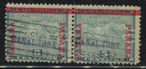 Canal Zone 2 Overprint Used Pair of 2 Stamps BZ1805