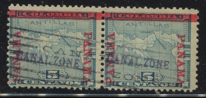 Canal Zone 2 Overprint Used Pair of 2 Stamps BZ1805