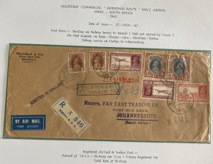 1940 Bombay India Censored Airmail Cover To Johannesburg South Africa