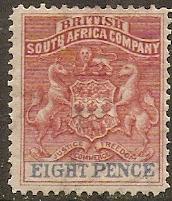 Rhodesia 1891 Scott 8 Coat of Arms MH fair perfs