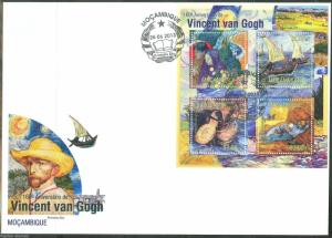 MOZAMBIQUE 2013 160th BIRTH ANNIVERSARY  OF VINCENT VAN GOGH   SHEET FDC