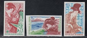 Senegal # C84-86, Expo 70, Japanese Paintings, IMPERF, Mint Hinged