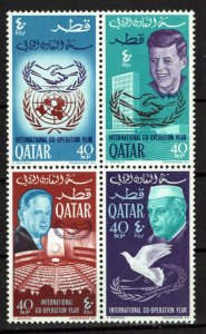 Qatar 100Cd MNH J. F. Kennedy UN Headquarters Hands Doves Birds ZAYIX 1223S0038