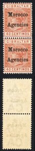 Morocco Agencies SG13b 40c with Broad top to M in Pair M/M Cat 325+