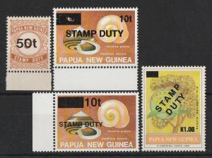 PAPUA NEW GUINEA 1984-89 Stamp Duty group. MNH **. Bft cat £85. (4)