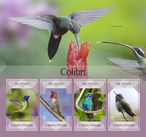 SAO TOME - 2014 - Humming Birds - Perf 4v Sheet - Mint Never Hinged