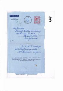 AM9 1959 CEYLON Mount Lavinia to GB Brighton. Air letter. 'To pay'