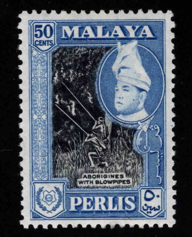 MALAYA  Perlis  Scott 36a MH* Aborigines with Blowpipe stamp perf 12.5
