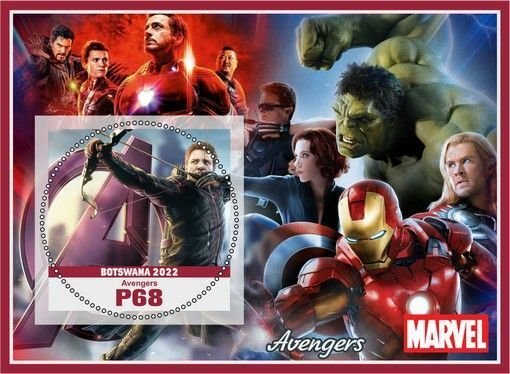 Stamps.Cinema. Marvel 2022 year  6 sheets perforated