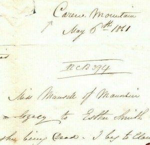 GB WALES Pembrokes Cover 1861 *Carew Mountain* Letter Wife LIGHTMAN Rare MS1732 