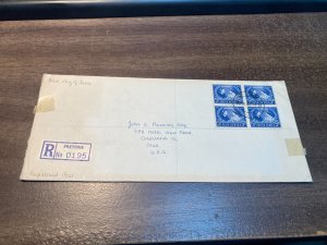 KAPPYS 9-8  SOUTH AFRICA 1948 SILVER JUBILEE FIRST DAY REGISTERED COVER TO USA