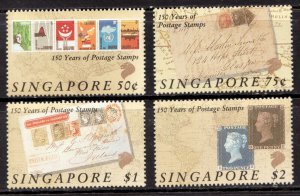 1990 Singapore Sc #563-66 - Stamp on Stamp 150th Anniversary  MNH set Cv$7.35